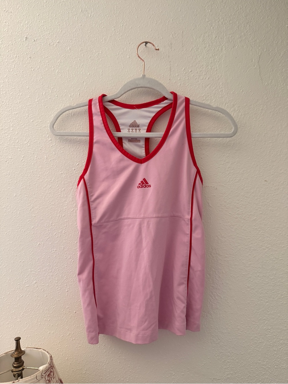 Y2K Adidas Pink Tank Top with Red Trim